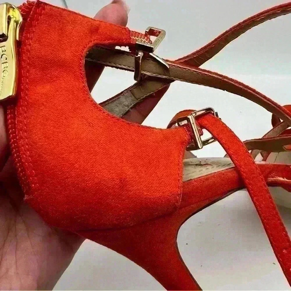 BCBG Generation Orange Suede Strappy Heels Sz 9 - Picture 15 of 15